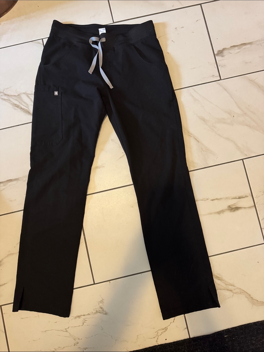 Figs Black Jogger Pants with Gray Drawstring